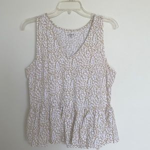 Loft White and Cream Peplum Tank